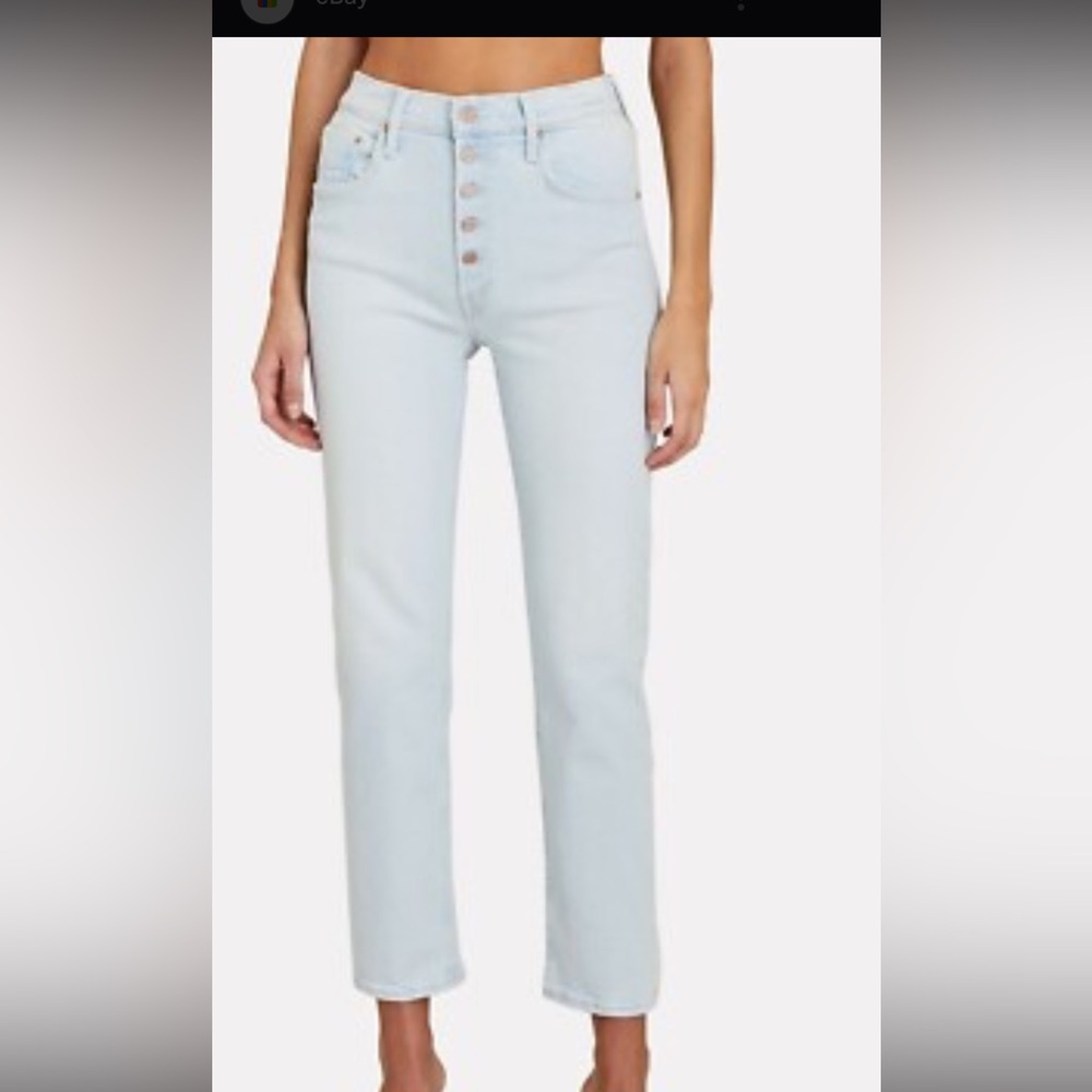 MOTHER Blue Straight Leg Denim Jeans